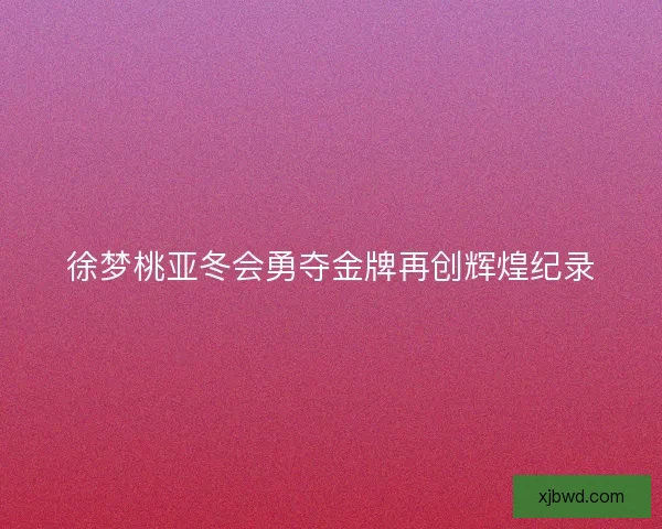 徐梦桃亚冬会勇夺金牌再创辉煌纪录 徐梦桃亚冬会勇夺金牌再创辉煌纪录