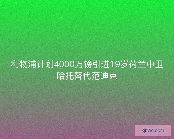 利物浦计划4000万镑引进19岁荷兰中卫哈托替代范迪克