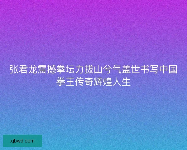 张君龙震撼拳坛力拔山兮气盖世书写中国拳王传奇辉煌人生 张君龙震撼拳坛力拔山兮气盖世书写中国拳王传奇辉煌人生