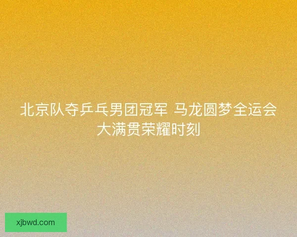 北京队夺乒乓男团冠军 马龙圆梦全运会大满贯荣耀时刻